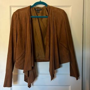 Vintage Cognac Cropped Suede Jacket by INC Size M